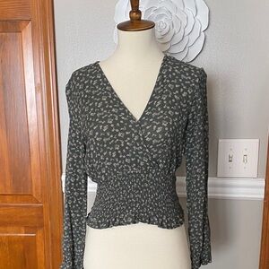 Paper Crane Dark Green Floral Blouse